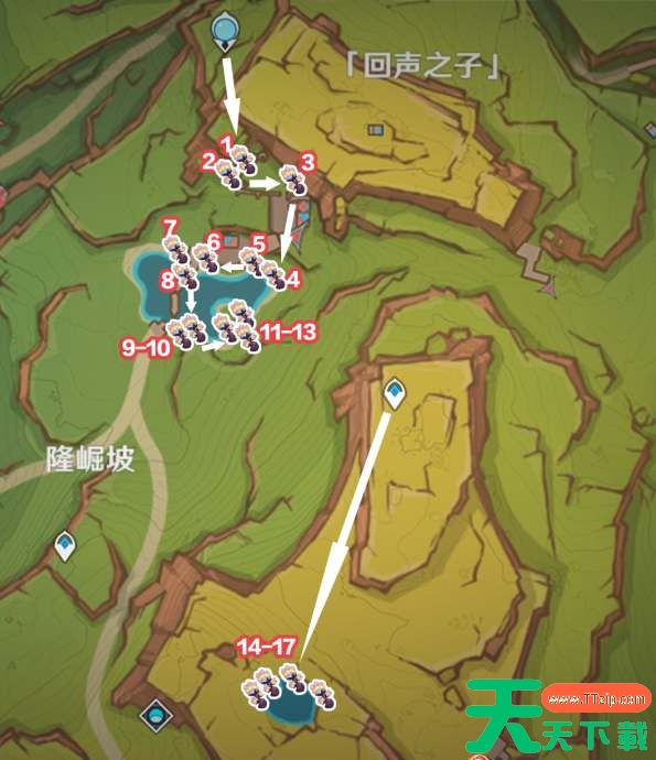 原神肉龙掌高效采集路线图 原神肉龙掌高效采集路线图