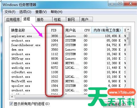 win7电脑中某个程序的pid信息如何查看？